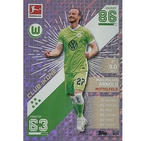 Topps Match Attax Extra 2021/22 Bundesliga Nr - 604 Maximilian Arnold Club Ikone
