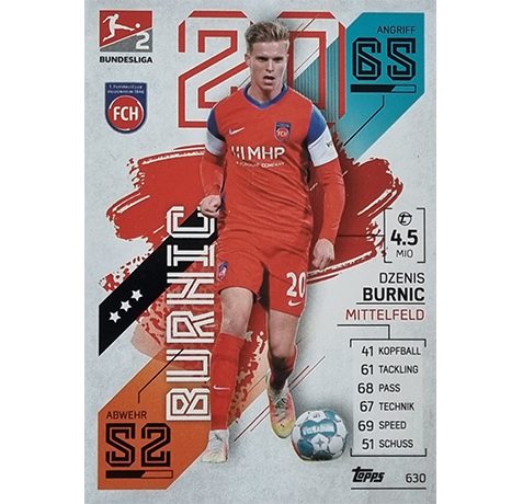 Topps Match Attax Extra 2021/22 Bundesliga Nr - 630 Dzenis Burnic