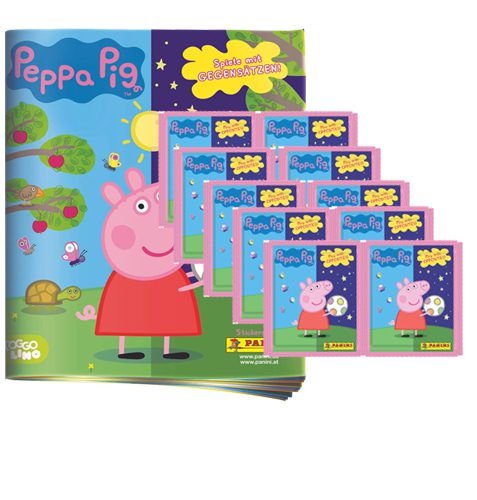 Panini Peppa Pig Spiele mit Gegensätzen Sticker - 1x Album + 10x Tüten