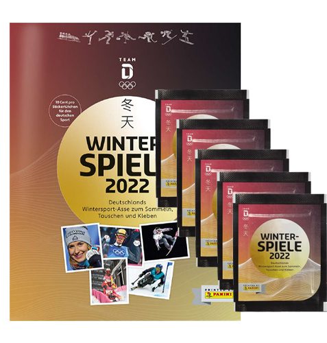 Panini Winterspiele 2022 Peking Sticker - 1x Sammelalbum + 5x Stickertüten