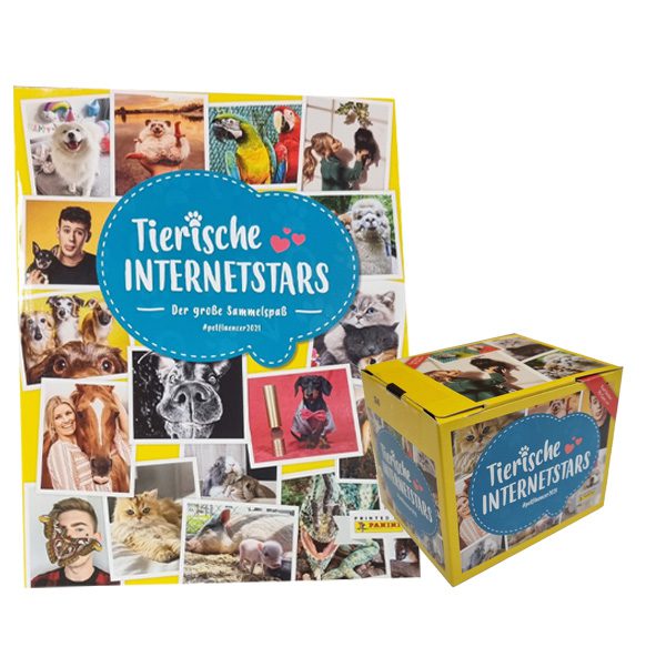 Panini Tierische Internetstars Sticker - Stickeralbum + 1 Display je 50 Tüten