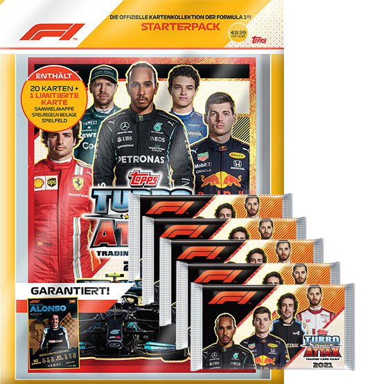 Topps Formula 1 Turbo Attax 2021 Trading Cards - 1x Starterpack + 5x Booster