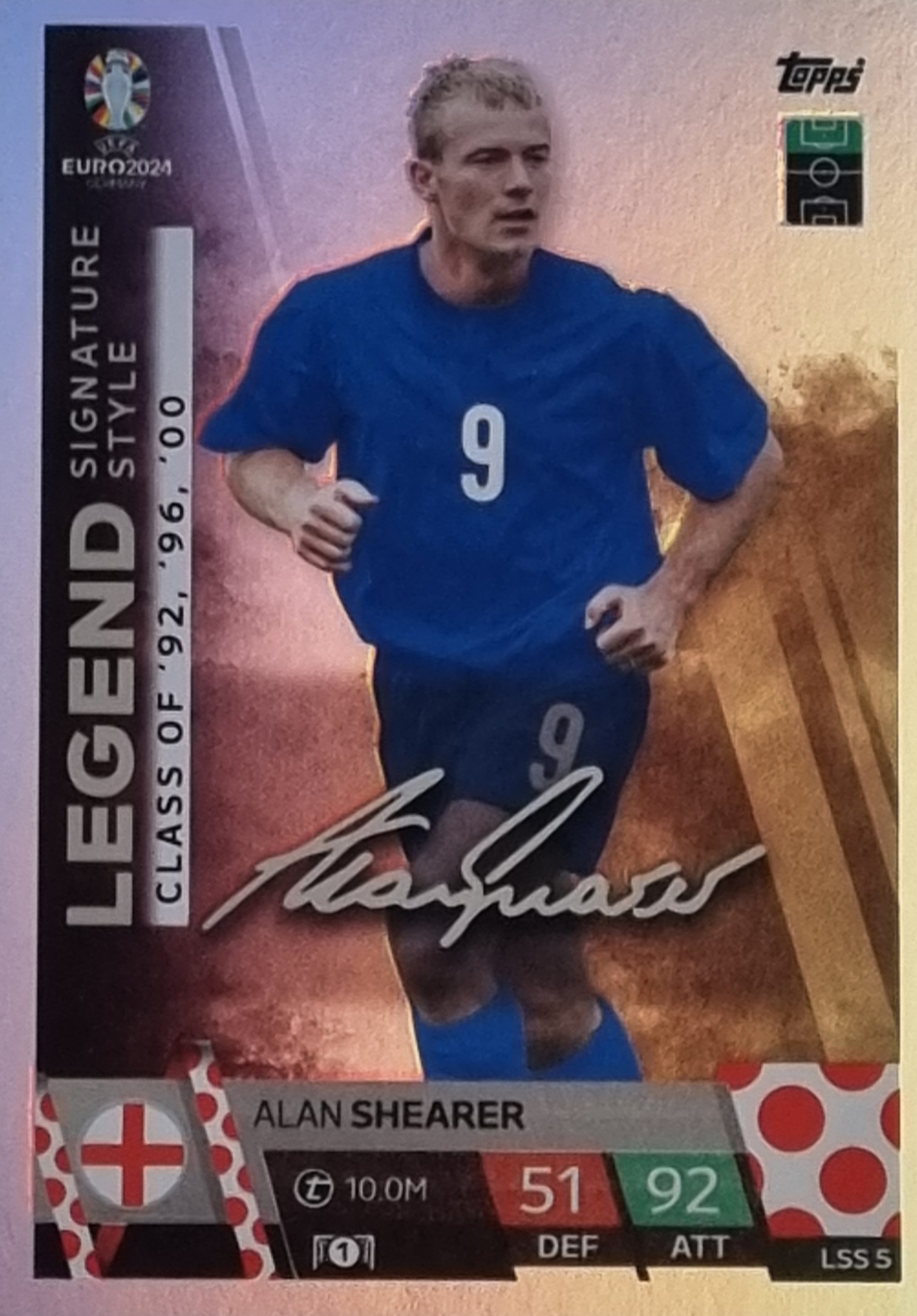 Topps UEFA EURO 2024 Match Attax Trading Cards – 1x LSS 5 ALAN SHEARER LEGEND