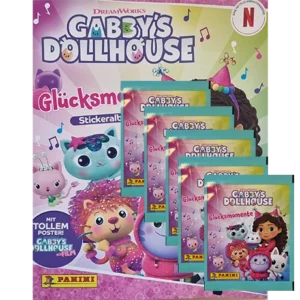Panini Gabbys Dollhouse Glücksmomente Sticker tickeralbum + DisPanini Gabbys Dollhouse Glücksmomente Sticker Stickeralbum + 5 Stickertüten