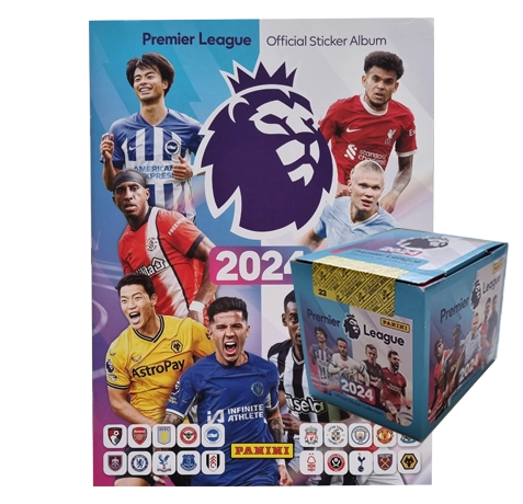 Panini Premier League Sticker 2023-24 -1x Sammelalbum + 1x Display je 50x Sammeltüten