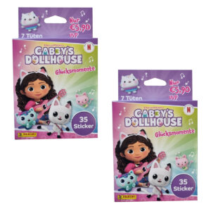 Panini Gabbys Dollhouse Glücksmomente Sticker Eco Blister 2er Pack (14 Tüten)