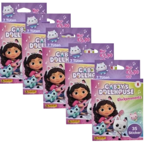 Panini Gabbys Dollhouse Glücksmomente Sticker Eco Blister 5er Pack (35 Tüten)
