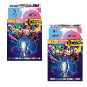 Topps Champions League Sticker 2025/26 – 2× Mega Eco Packs (123 Sticker)