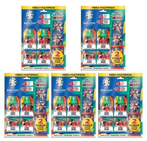 Topps UEFA EURO 2024 Match Attax Trading Cards – 5x Mega Multipack
