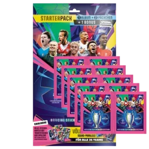 Topps Champions League Sticker 2025/26 Starterpack + 10 Tüten – 78 Sticker