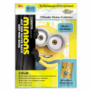 Topps Minions Sticker 2022 Suche nach dem Mini-Boss - 1x Starterpack