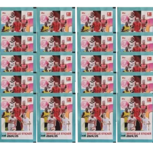 Topps Bundesliga Sticker Saison 2024/2025 / 20x Stickertüten Sie erhalten: Topps Bundesliga Sticker Saison 2024/2025 / 20x Stickertüten Inhalt je Stickertüte 7x Sammelsticker Topps Bundesliga Sticker Saison 2024/2025 – 15x Stickertüten Entdecken Sie die aufregende Welt der Topps Bundesliga Sticker Saison 2024/2025